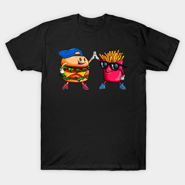 Cool High Five Hamburger Fries Friends Funny Combo Snacks  T-Shirt by Blink_Imprints10